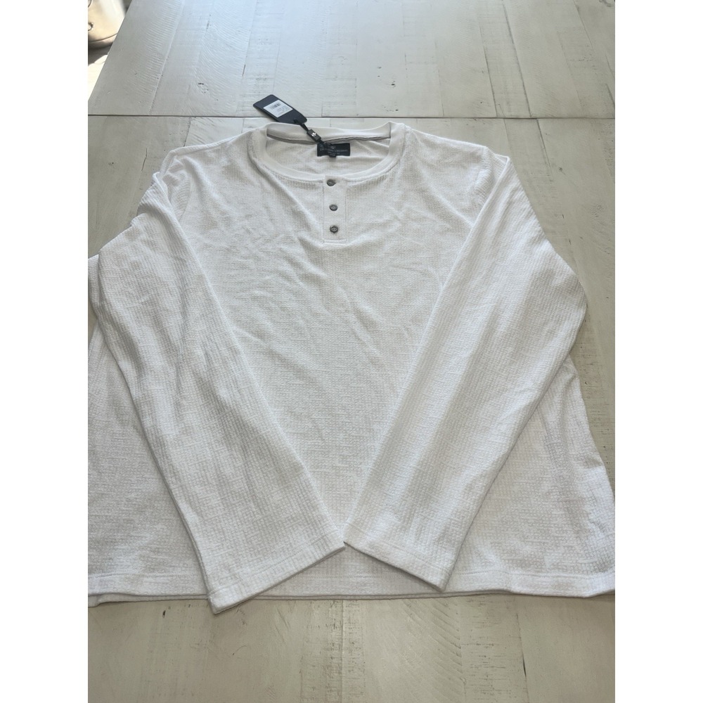 NWT Luchiano Visconti Henley Knit Pullover  White 2XL Organic Cotton